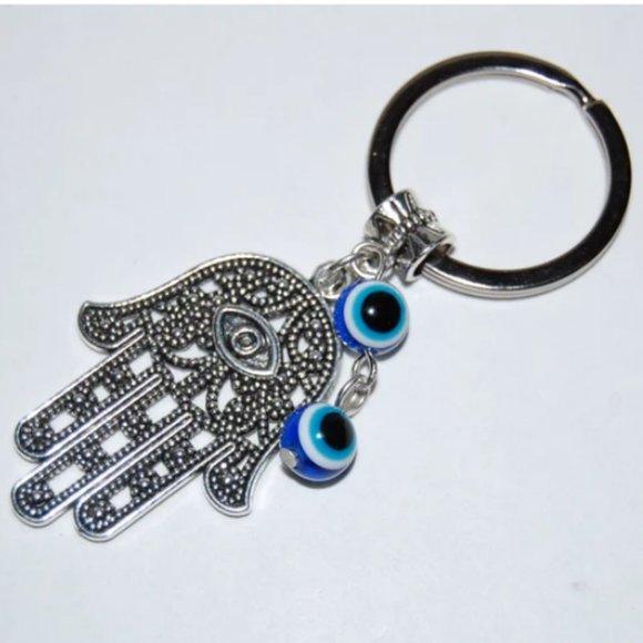 Hamsa Keychain,Evil Eye Keychain,Good Luck Keyring - Picture 2 of 2